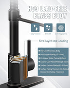 Oil Rubbed Bronze Single Handle Kitchen Faucet Set with Pull Down Sprayer and Soap Dispenser, 17-inch Tall