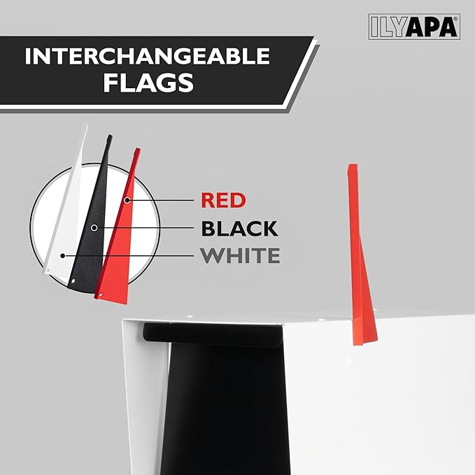 Ilyapa Modern Mailbox for Post Mount - White with Black Door Powder Coated Steel, Waterproof Letter Box for Parcels, with Recessed Magnetic Close Door