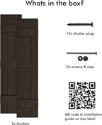 Board & Batten Vinyl Shutters (1 Pair) | 11"x59" (3-Board) - Stone Mason Brown | Exterior Window Shutters | Includes Mounting Hardware | Simple Installation | Made in USA