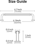 Alzassbg 6 Pack Champagne Bronze Cabinet Handles, 6-1/4 Inch(160mm) Hole Centers Arch Modern Cabinet Pulls Kitchen Cabinets Hardware for Cabinets and Drawers AL3503TGP