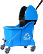 Mop Bucket with Wringer,Mop Bucket Separate Dirty Water for Floor Cleaning,Commercial Mop Buckets on Wheels,Blue