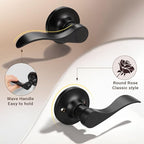 Knobonly 5 Pack Matte Black Pasage Door Levers Interior Door Handles for Hallyway andCloset Door Knobs Keyless Black Door Handles with Lock, Zinc Alloy Reversible for Right/Left