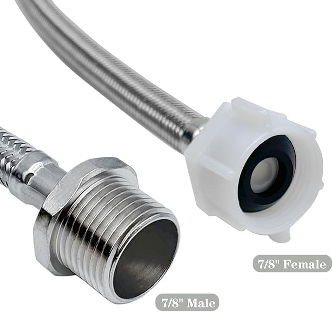 12 Inches Hose Extension - 7/8 Male to 7/8 Female Ballcock,Connector to Toilet Tank,Stops Leaks & Fits Bidet Sprayer/Tank Adapter,Compatible With TOTO Series Washlet