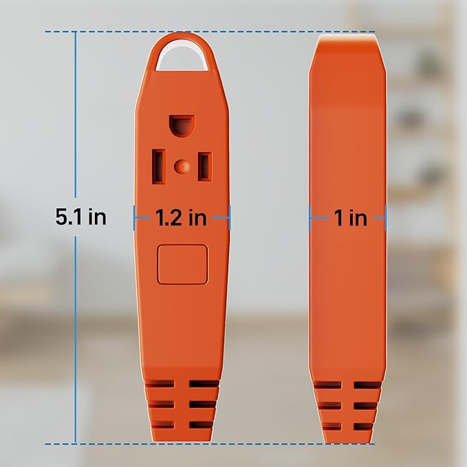 K KASONIC - 50-Feet 3 Outlet Extension Cord, ETL/UL Listed, 16/3 SJTW 3-Wire Grounded, 13 Amp 125 V 1625 Watts, Multi-Outlet Indoor/Outdoor Use, Orange