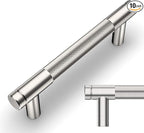 Amerdeco 10 Pack Brushed Satin Nickel Knurled Cabinet Pulls 3.75 Inch Center to Center Kitchen Cabinet Handles for Drawer Dresser, Cupboard and Wardrobe ZH0031