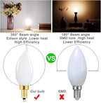 E12 Dimmable Light Bulbs 60 Watt Candelabra Led Bulbs 4000k Daylight Frosted Edison Bulbs 6W for Chandelier Light and Ceiling Fan Light AC120V 600lm b11 led Bulb Torpedo,6Pack