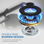 ROBAM G513 Gas Cooktop 30", Premium 5-Burner Design with 20,000 BTU Turbo Heat Wok Burner, Seamless Stainless Steel Finish, Brass Burners, Dual Fuel for Modern Kitchens