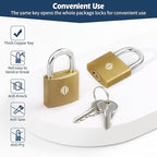 HOX 2-Pack Keyed Padlock, Waterproof and Rustproof, Solid Brass Lock with 1-1/4" Wide Body, Padlock with Keys for Storage Unit, Sheds, Garages and Fence