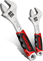 WISEUP Adjustable Wrench Sets 8 inch & 10 Inch Cr-V Forged Industrial Grade Hand Tools Wrench Set With Anti-Slip Grip crescent style
