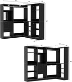 Unikito 86” Closet System, Corner Closets Organizer with Hanging Rods and Mirror, Freestanding Adjustable Clothes Garment Racks with Drawers, Sturdy Walk in Closet Kit with 3 Set Closets Tower, Black