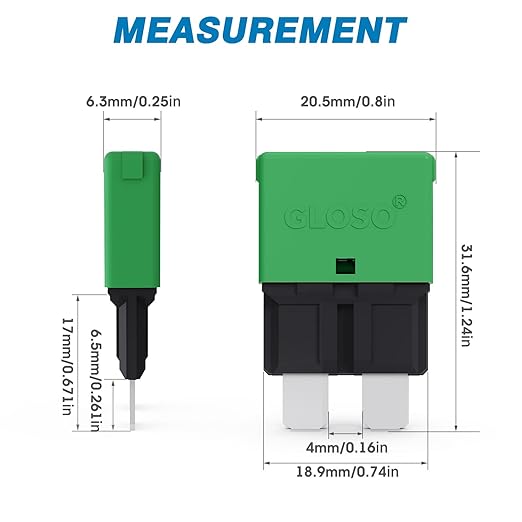 GLOSO Circuit Breaker AUTO Reset Fuse for Car Truck RV Automotive Marine Boat Trolling Motor & Custom Wiring Audio Battery Protection E37 Auto (T1) Reset Low Profile ATC/ATO 14 VDC (20A - 1 Pack)