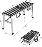 Folding Work Platform Height Adjustment 19-27"(H) Portable Steel Step Ladder Stool for Home, Office, Workshop and Garage, Maximum Load 400lbs