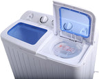 Giantex Portable Mini Compact Twin Tub Washing Machine 20lbs Washer Spain Spinner Portable Washing Machine, Blue+ White