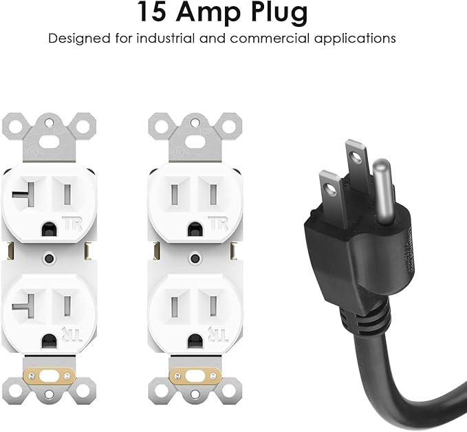 JUNNUJ 20 Amp Power Strip Surge Protector 4800J, Heavy Duty 8 Outlet Metal Multi Angle Mount, 20A Garage Power Strip Shop 6-20R T-Slot, 5-15P Plug 12 Gauge Extension Cord 6ft for Appliance