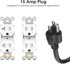 JUNNUJ 20 Amp Power Strip Surge Protector 4800J, Heavy Duty 8 Outlet Metal Multi Angle Mount, 20A Garage Power Strip Shop 6-20R T-Slot, 5-15P Plug 12 Gauge Extension Cord 15ft for Appliance