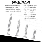 100 PCS #12X1-1/2(1.5 inch) Stainless Steel Phillips Flat Head Wood Screws,Stainless Steel 18-8 A2(304) Screw,Home Screw Kit by QISHENG