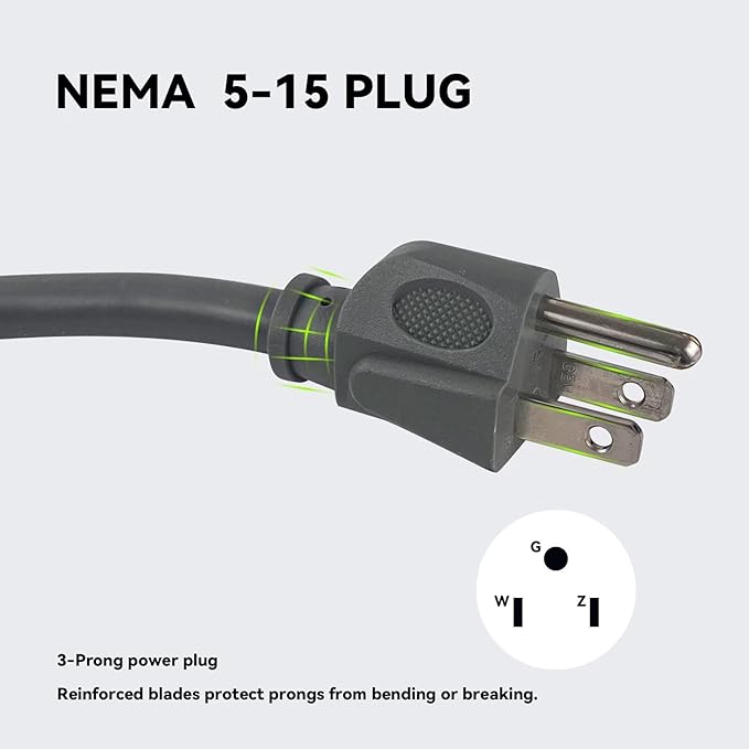 2 Pack 6 ft 14/3C SJTW Appliance and Power Tool Cord, 14 Gauge 3 Prong Heavy Duty Replacement Power Supply Cord Cable, 110V 115V 120V AC Pigtail, 15A, 1875w