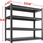 Metal Garage Storage Shelves Heavy Duty Shelving Unit 4 Tier Steel Adjustable Organizing Shelves 2500 LBS Capacity Industrial Shelving Ideal for Garage Tote Pantry Basement Outdoor, 54”Hx35”Wx14”D