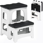 2 Step Stool Foldable, Non-Slip Steps, Folding Step Stool for Adults & Kids, Plastic Stool Pool Ladder, Collapsible Stools 2 Step Ladder for Kitchen Toilet Bedroom Office RV, Holds 330 lbs