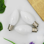 SUNSGNE 25 Pack C9 Incandescent Christmas Light Bulbs, 7 Watt Night Light Bulbs for Outdoor String Lights, Candle Lamps, Night Lights, White, E17 Intermediate Base