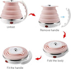 Ultrathin Upgraded Food Grade Silicone Travel Foldable Electric Kettle Boil Dry Protection Portable with Dual Voltage and Separable Power Cord,555ML 110-220V US Plug