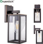 GRUENLICH Dusk to Dawn Large Outdoor Wall Lantern, Wall Sconce as Porch Lighting Fixture, E26 Base Max 60W, Metal Housing with Glass Shade (Oil Rubbed Bronze, 2-Pack)