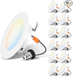 LVWIT 4 Inch LED Recessed Lights, LED Can Lights, Color Selectable 2700/3000/4000/5000/6000K 5CCT, 7W 700LM, Dimmable Recessed Lighting with E26 Conversion Kit, Retrofit Recessed Light, 12 Pack