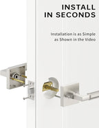 Asidrama 6 Pack Brushed Nickel Passage Door Handles, Door Lever with Door Knobs Indoor for Bedroom or Bathroom, Heavy Duty Door Handles Interior with Locks for Left Right Sided Doors