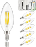 Depuley LED Light Bulbs E12: 6-Pack Candelabra Candle Light Bulb 4W Equivalent 40W - Edison Vintage Bulbs Daylight 5000K C35 Clear Bulb 500 LM 80+CRI Non-Dimmable
