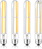 7.3 Inch E26 Led Bulb 6W Dimmable, 2700k Soft White Edison Bulbs 800LM, Equal 80 Watt Tubular T10 T9 Long Clear Glass Light Bulb for Rustic Pendant Pipe Wall Sconces Chandeliers - 4Pack