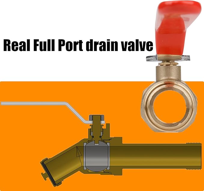 WHK Water Heater Drain Valve 3/4"MIP X 3/4" Male GHT Full Port Connection to drain or Flush Hot Water Heater Faster and Easy(Lead-Free Brass,2 Inch Shank with Long Handle)