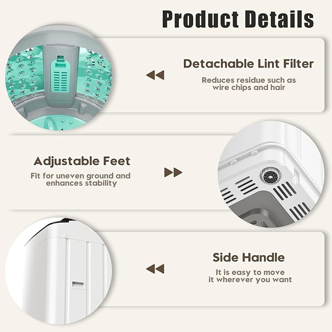 Auertech 28 lbs Portable Washing Machine, Fully Automatic Portable Washer with LED Display, 10 Wash Cycles, 5 Water Levels, 24H Delays, Top Load Washing Machine for Apartment, RV, Dorm, Home