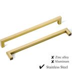 10 Pack 10 Inch Hole Center Gold Square Kitchen Cabinet Pulls Stainless Steel Brushed Gold Cabinet Handles Drawer Handles Dresser Hardware
