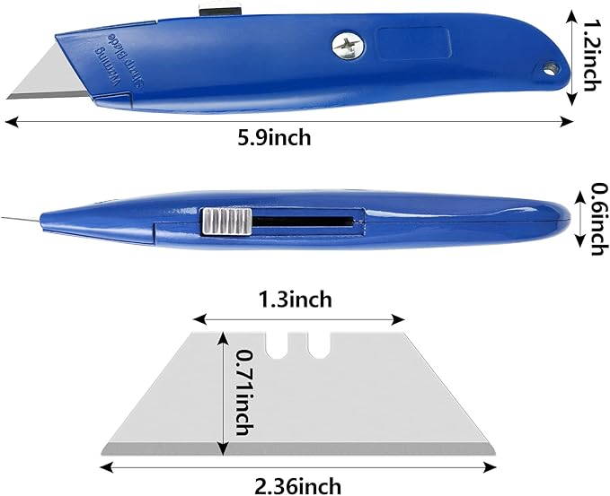 DIYSELF 2Pack Utility Knife Box Cutter Retractable Blade Heavy Duty(Blue)