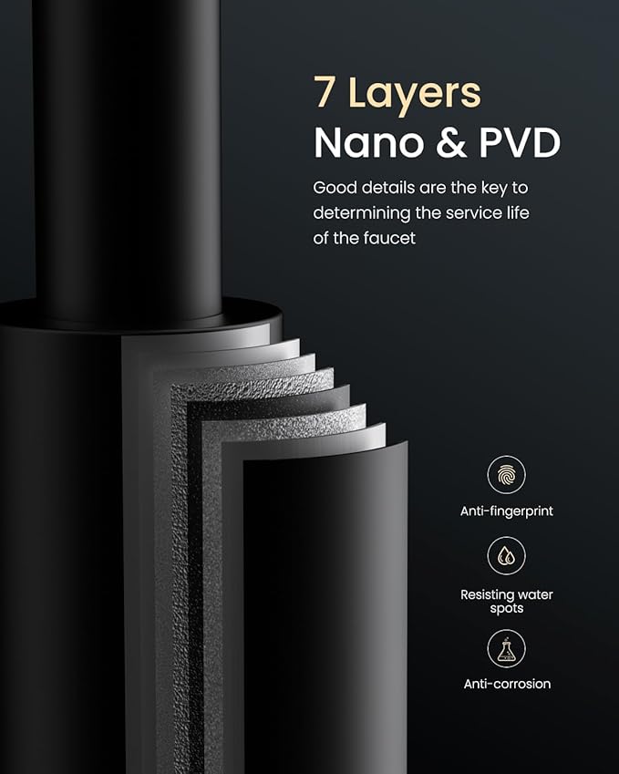 APPASO 3 Hole Kitchen Faucet, Matte Black Kitchen Faucet with Soap Dispenser and Pull Down Sprayer 3 Modes, Stainless Steel High Arch Kitchen Sink Faucet with Separate Handle 3 Pieces