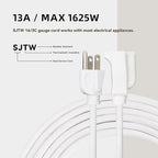 25ft Outdoor Extension Cord - 16/3 Heavy Duty SJTW Waterproof White Electrical Cable with 3 Prong Grounded Plug for Safety, Great for Lawn and Major Appliances