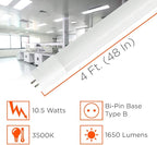 GoodBulb 4-ft T8 LED Tube Lights, 10.5-Watt (32W Equivalent) 3500K Warm White, 1650-Lumens, 83 CRI, Type B Direct Wire (Pack of 25)