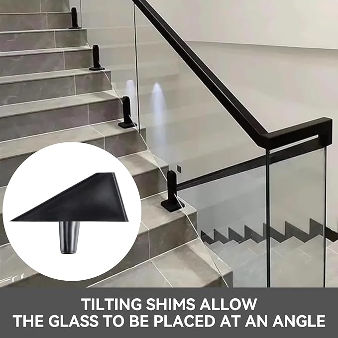 T316 Stainless Steel Glass Railing Clamp,Heavy Duty Glass Railing Spigot,Railing Post Clamp (4, Black)