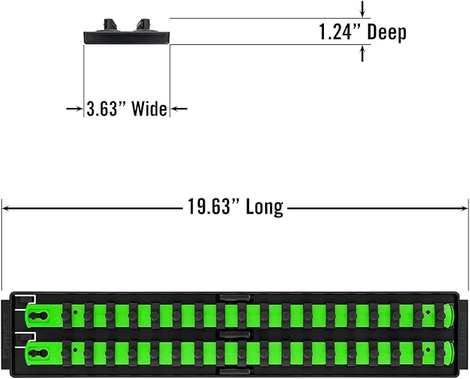 Ernst Manufacturing 8485 Socket Boss, Premium 2-Rail Twist Lock Socket Organizer, 3/8 Inch-Drive, 18-Inch, Green - Made in USA