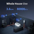 Ranein Natural Gas Tankless Water Heater, Indoor Max 3.6 GPM, 80,000 BTU Instant Hot Water Heater