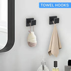 10-Piece Matte Black Bathroom Hardware Accessories Set Black Towel Bar Set Towel Holder Set Stainless Steel Wall-Mounted Towel Rack Set for Bathroom,23.6 Inch Towel Bar