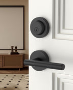 Asidrama Premium Black Zinc-Alloy Front Door Lock Set: Double Cylinder Deadbolt, Heavy Duty Security Handleset for Left/Right Exterior Doors, Universal Entry Locks (2 Pack)