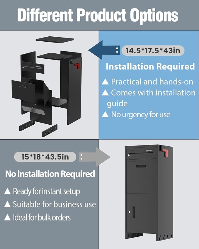 Package Delivery Boxes for Outside, Parcel Drop Boxes with Lock, Custom Address Stickers Package Drop Boxes for Outside is Weatherproof,Package Delivery Box for Porch,No Installation(15*18*43.5 in)