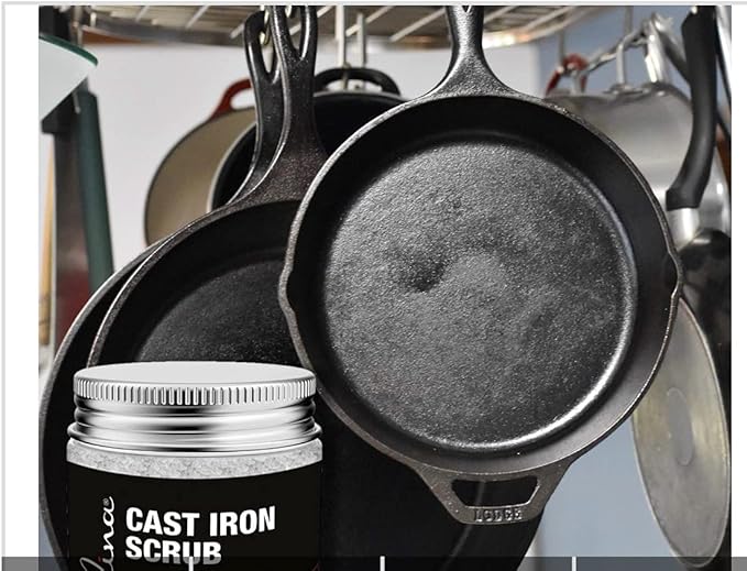 Culina Cast Iron Cleaning & Restoring Scrub | Removes Rust Without Scratching & Care Before Cleaning, Washing & Seasoning | 100% Natural | for Cast Iron Skillets, Pans & Cookware
