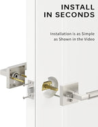 Asidrama 4 Pack Brushed Nickel Privacy Door Handles, Door Lever with Door Knobs Indoor for Bedroom or Bathroom, Heavy Duty Door Handles Interior with Locks for Left Right Sided Doors