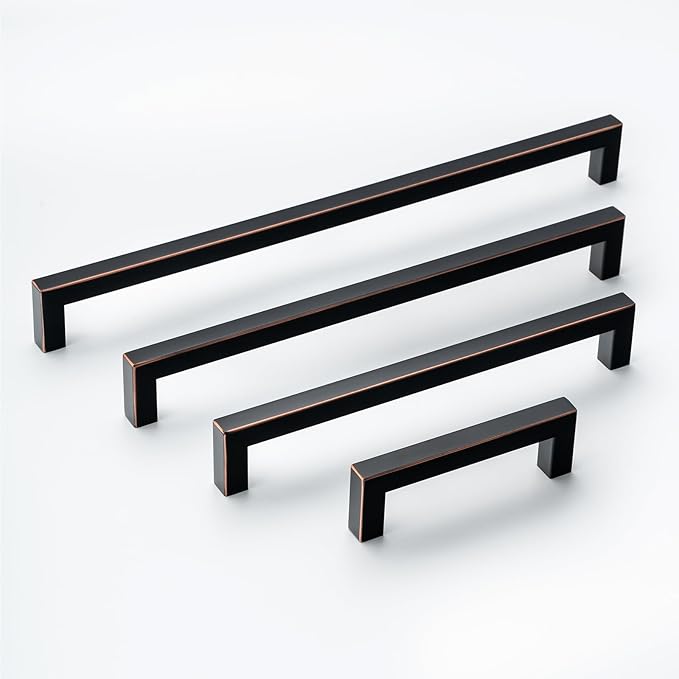 10 Pack Oil Rubbed Bronze Cabinet Pulls 3 3/4 Inch Stainless Steel Kitchen Cabinet Hardware Square Kitchen Handles for Cabinets Cupboard Handles Drawer Pulls