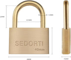 Weather Proof Lock, Keyed Alike Solid Brass Padlocks with Brass Shackle, Light Duty, 1-1/2" Wide Body, Marine Padlock, Anti Rust Lock, 4 Pack