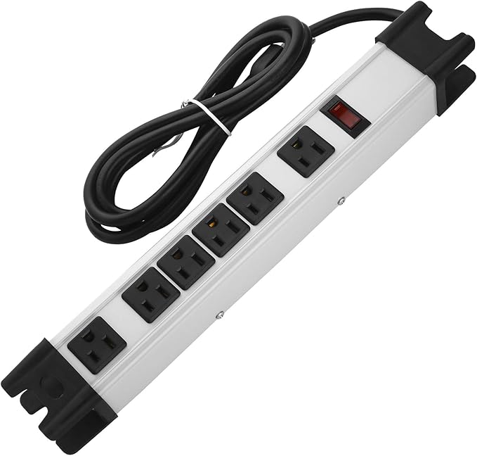 Heavy Duty Power Strip Surge Protector, 6 Outlet Industrial Metal Power Strip with 10 FT Cord, 1200 Joules ETL Listed