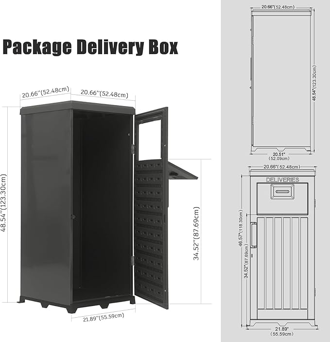 Package Delivery Box for Outside, Large Parcel Drop Box, Lockable Waterproof Resin Anti-Theft Outdoor Package Mailbox with Secure Storage for Porch, Curbside, House & Office Deliveries