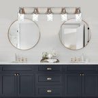 BONLICHT 5 Lights Sconces Wall Lighting Brushed Nickel with Hammered Glass Shade, Industrial Bathroom Light Fixtures Vanity Lights Porch Light Fixtures Classic Metal Wall Mount Lamp Over Mirror